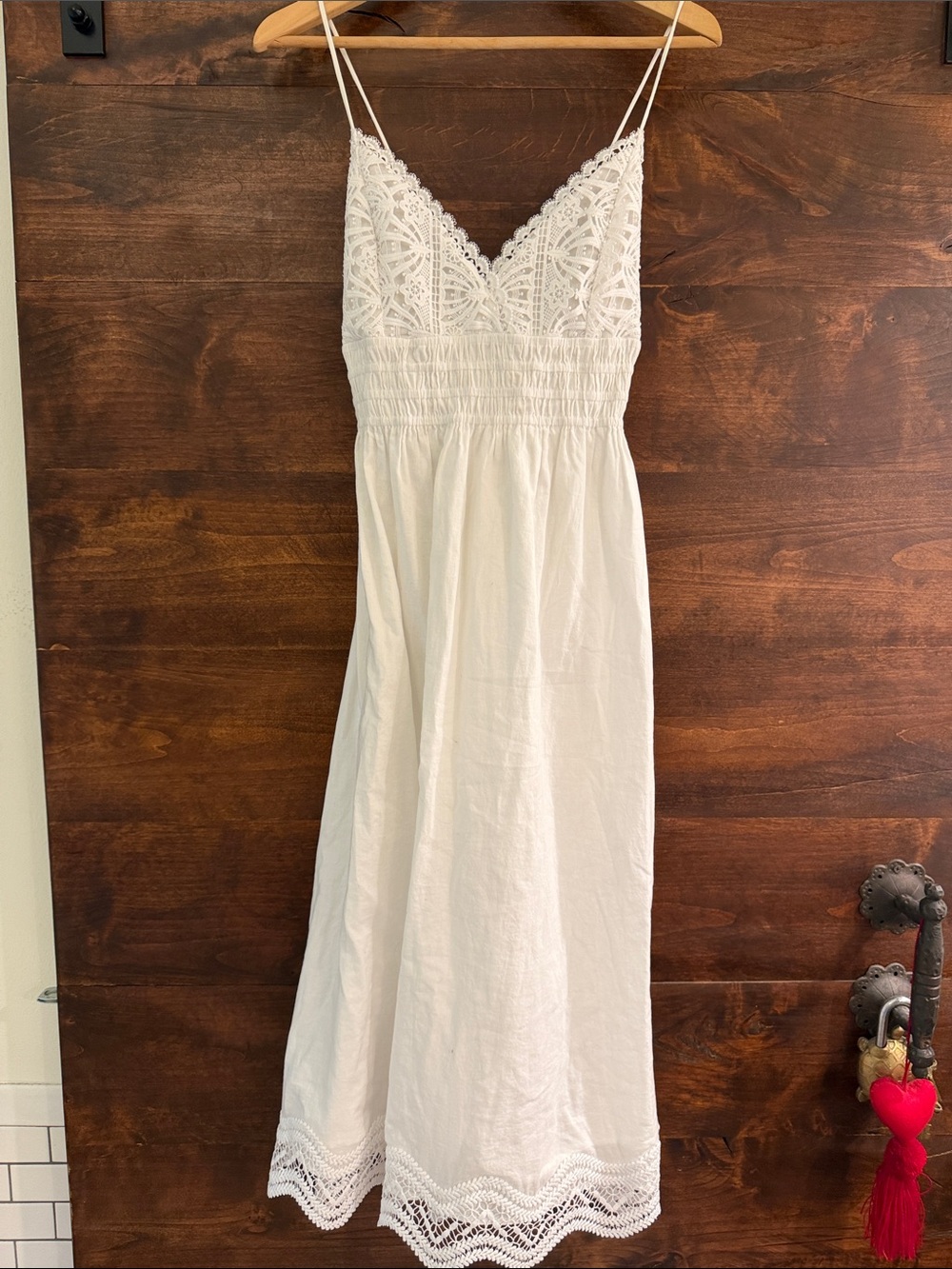 White Lace Bodice Midi Dress
